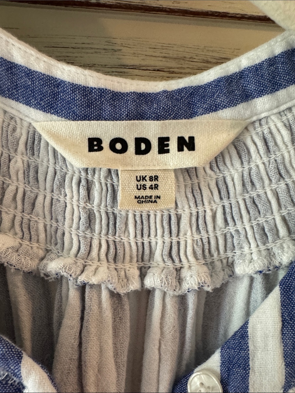 Boden Ada Double Cloth Blue & White Stripe Belted Midi Shirt Dress | Size US4 - Picture 2 of 5